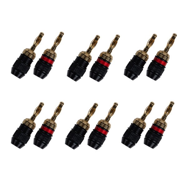 Main product image for 6-Pairs 24K Gold Plated Banana Plug Solderless Compression Style with Non-conductive Shell091-3623